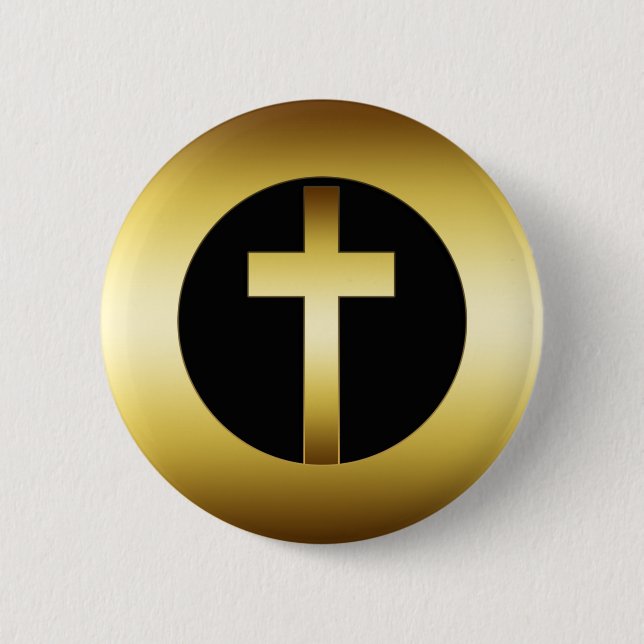 GOLD CROSS 2 INCH ROUND BUTTON (Front)