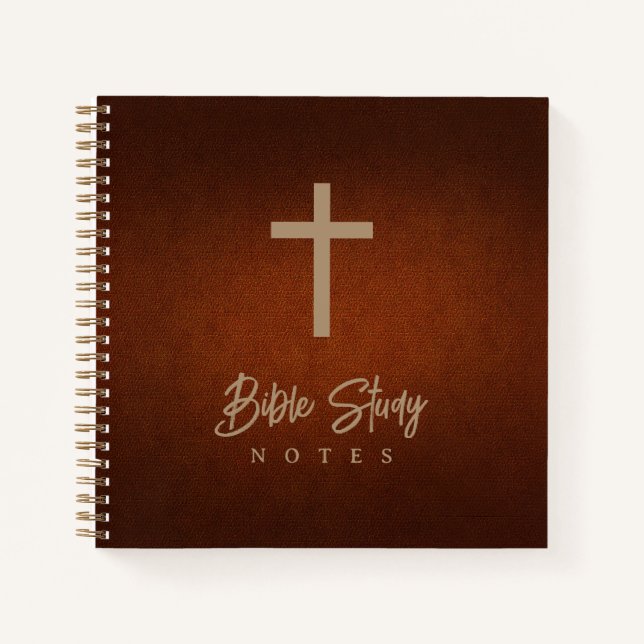 Gold Cross Aged Leather Look Bible Study Notebook (Front)