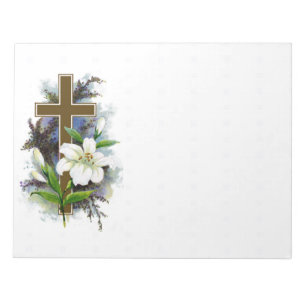 Gold Cross And Flower Notepad