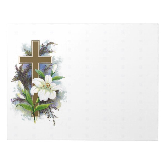 Gold Cross And Flower Notepad (Front)