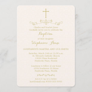 Gold Cross and Laurels Invitation