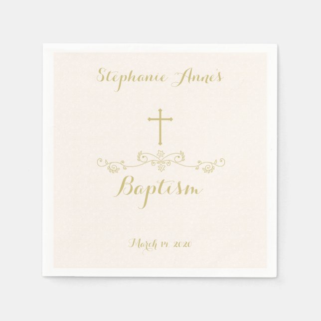 Gold Cross and Laurels Napkin (Front)
