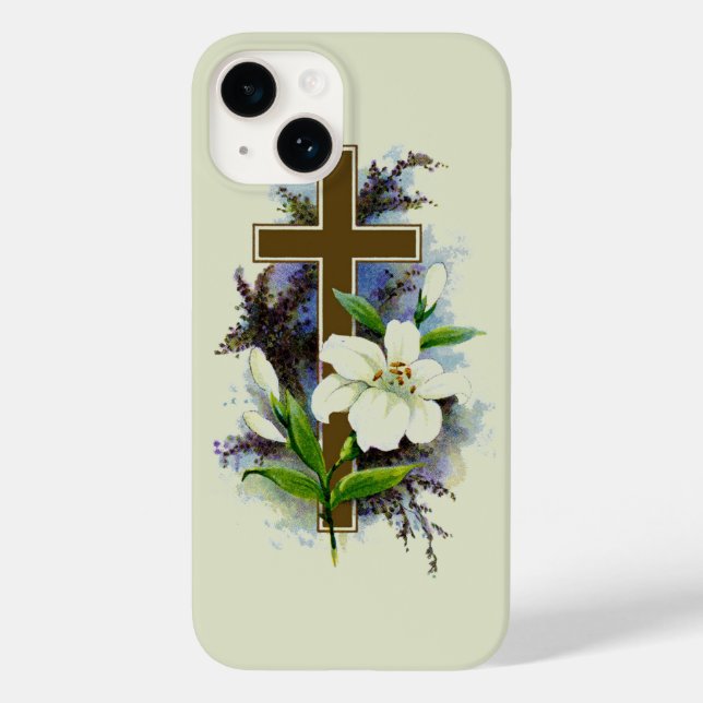 Gold Cross And White Flower Case-Mate iPhone Case (Back)