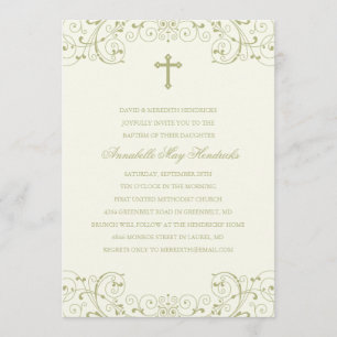 Gold Cross Baptism/Christening Invitation