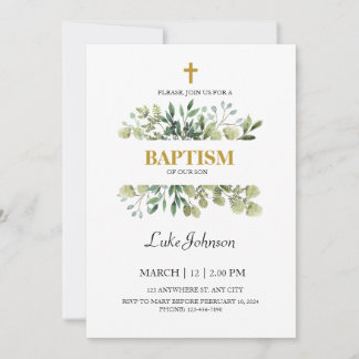 Gold Cross Baptism Invitation
