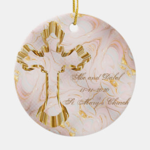 Gold Cross Ceramic Ornament