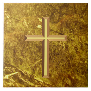 Gold Cross Ceramic Tile