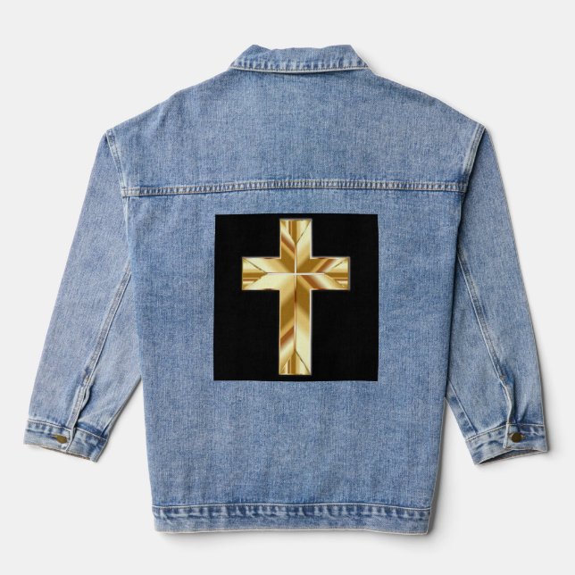 GOLD CROSS CHRISTIAN Denim jean jacket (Back)