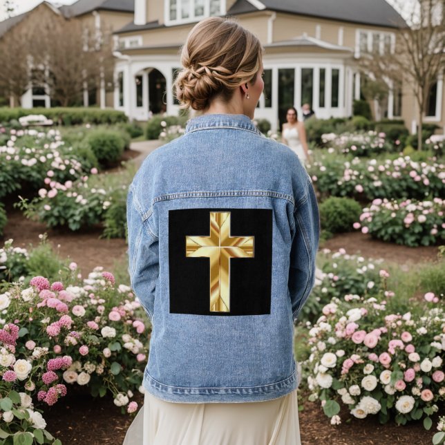 GOLD CROSS CHRISTIAN Denim jean jacket (Wedding Back)