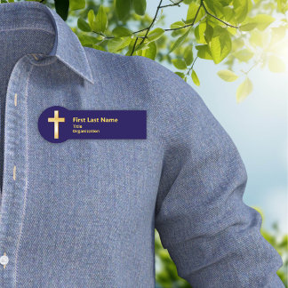 Gold Cross Christian Name Tag