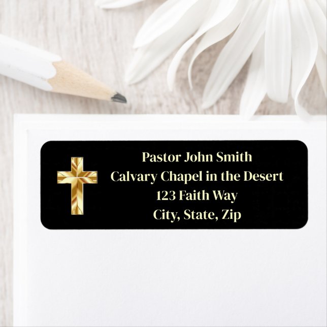 Gold Cross Classy Church Pastor Return Address (Insitu)
