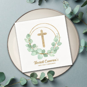 Gold Cross Eucalyptus Communion Napkin