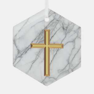 Gold Cross Glass Ornament
