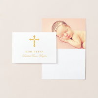 Gold Cross God Bless Baby Girl Baptism