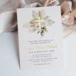 gold cross pampas first communion<br><div class="desc">A modern gold foil cross greenery pampas grass design first communion invitation card. The colours and text can be personalized.</div>