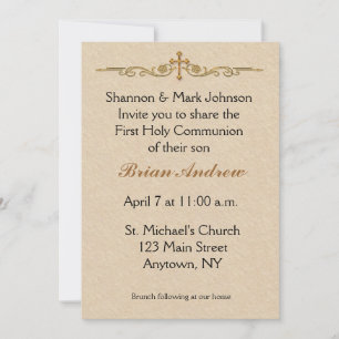 Gold Cross Religious Invitation