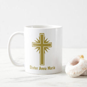 Gold Cross Religious Teacher Mug Personalized