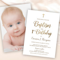 Gold Cross Simple Baptism and 1st birthday Photo