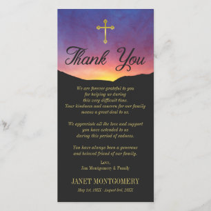 Gold Cross & Sunrise - Sympathy Thank You