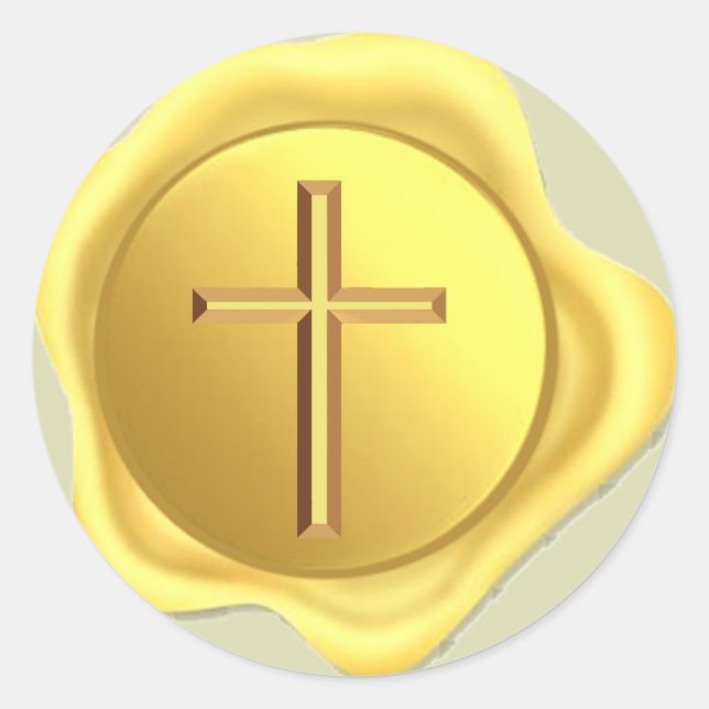  Gold Cross Wax Seal classic round sticker (Front)