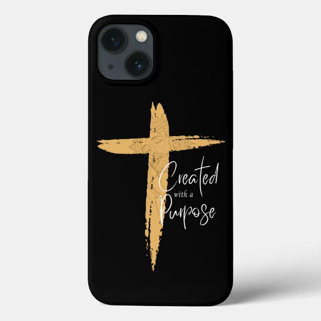 Gold Cross with Jesus Created With A Purpose  Case-Mate iPhone Case (Back)