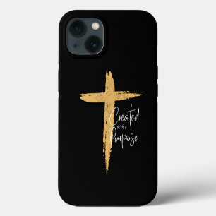 Gold Cross with Jesus Created With A Purpose  iPhone 13 Case