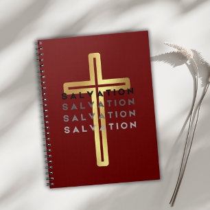 Gold Cross with Salvation Words  Notebook