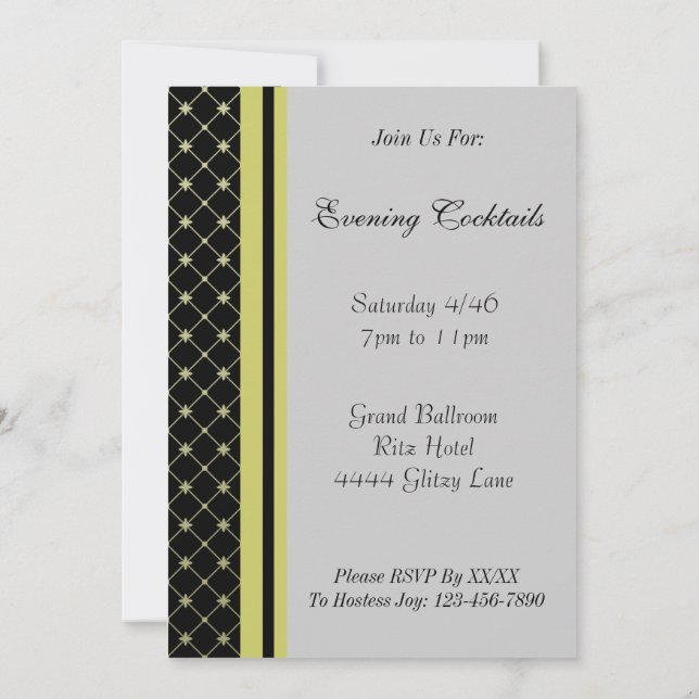 Gold Crosses on Black Elegant Custom Invitation (Back)