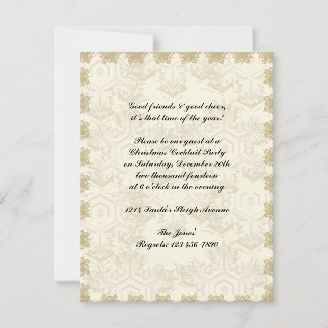 Gold Crosstitch Snowflake Invitation (Front)
