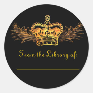 Gold Crown Bookplate Sticker
