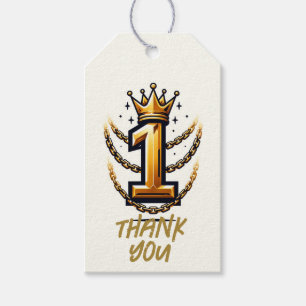 Gold Crown Chain Drip 1 #1 1st Birthday Party Gift Tags