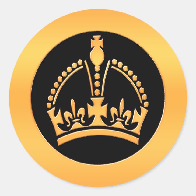 Gold Crown Classic Round Sticker (Front)