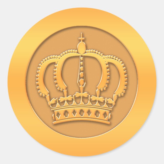 Gold Crown Classic Round Sticker (Front)