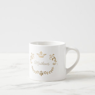 Gold Crown Crest Personalized Espresso Cup