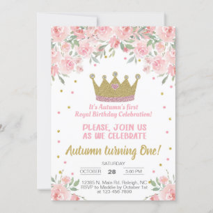 Gold crown girl royal birthday invitation. invitation