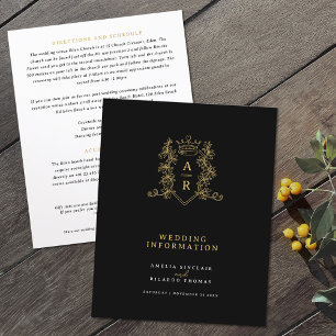 Gold crown monogram wedding guest information