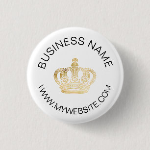 Gold crown name website business brand colour 1 inch round button