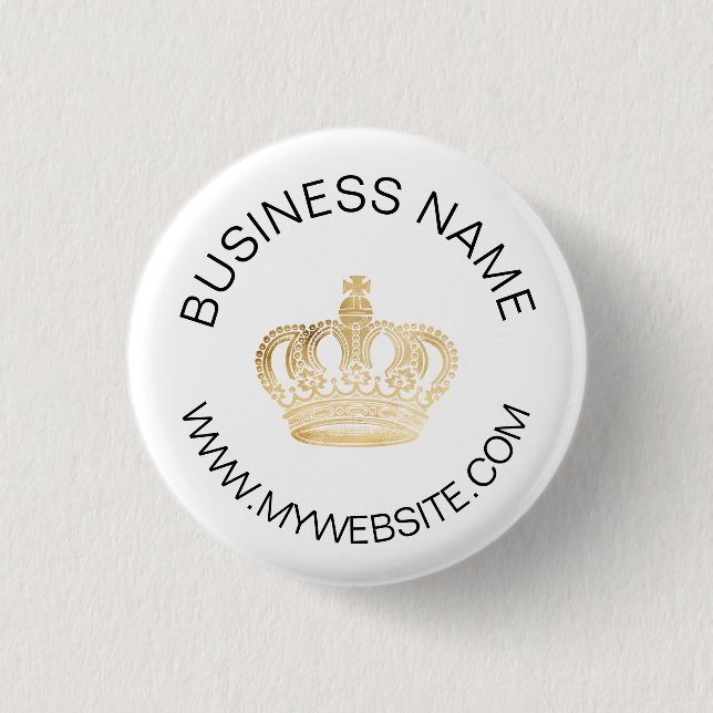 Gold crown name website business brand colour 1 inch round button (Front)