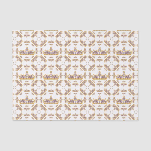 gold crown of heart diamonds tissue paper (Front)