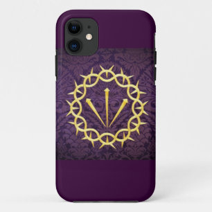 Gold Crown Of Thorns On Dark Purple Background iPhone 11 Case