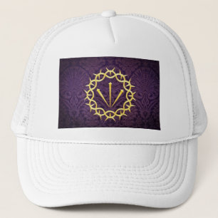 Gold Crown Of Thorns On Dark Purple Background Trucker Hat