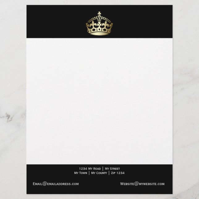 Gold Crown On Black Background Letterhead (Front)