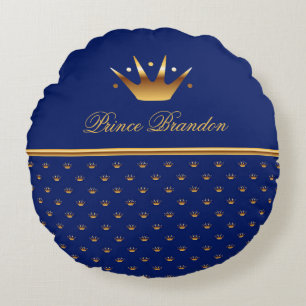 Gold Crown on Royal Blue Background Throw Pillow