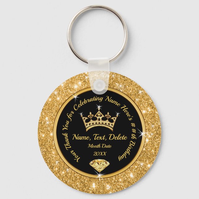 Gold Crown Party Favours for Teens to Adults Keychain (Front)