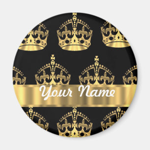 Gold crown pattern on black magnet
