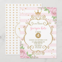 Gold Crown Princess Pink Floral 1st Birthday Party