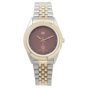 Gold Crown Red Metallic Watch