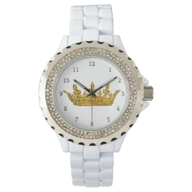 Gold Crown Rhinestone Watch (Front)