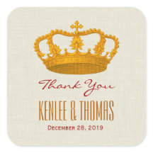 GOLD Crown Thank You Bride Groom Wedding V27