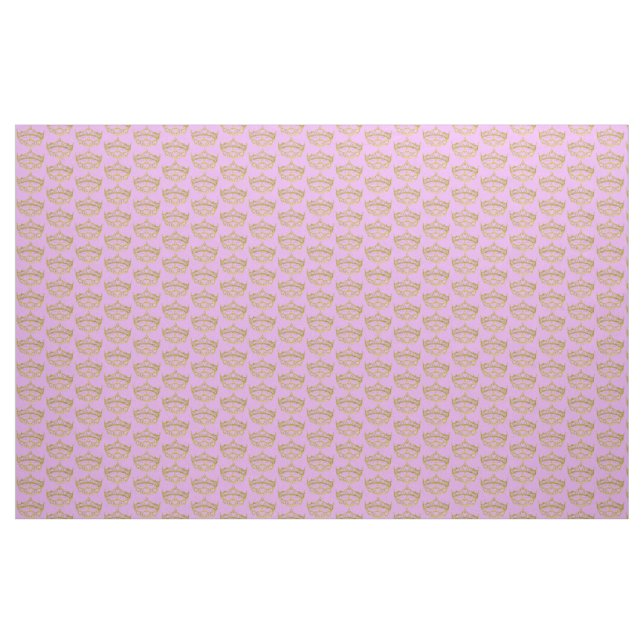 Gold Crown Tiara fabric pattern lilac pink backgrd (Yard)
